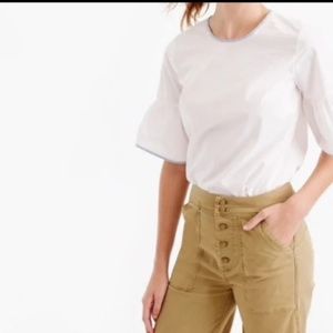 J Crew Tipped Button Back Bell Sleeve Top Size 00